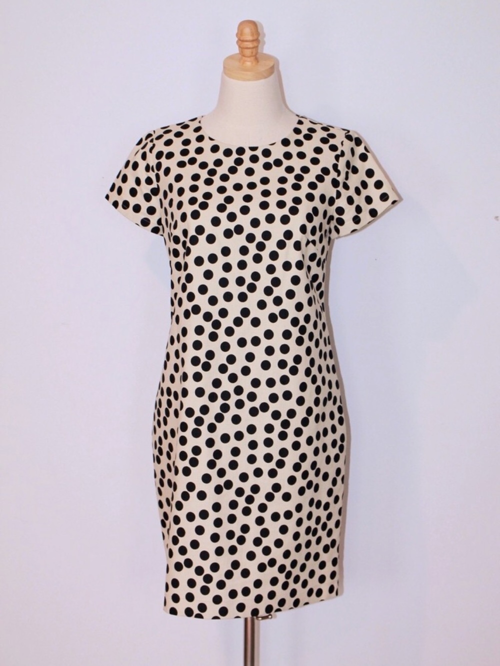 J. Crew Cream Shift Dress with Black Polka Dots
